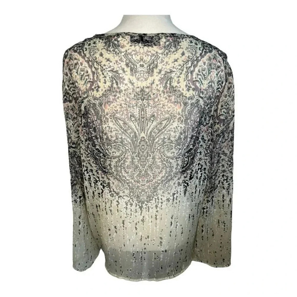 NEW a.n.a. Women’s Large Moonstruck Sand Semi-Sheer Tie Neck Boho Top‎ NWT - Picture 2 of 8